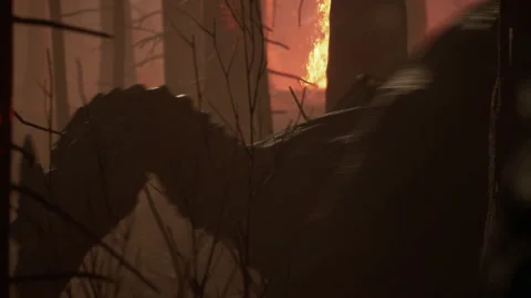 Alien dragon is bringing out the fire fighting the zombie invasion 02 Stock Footage 232831245