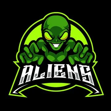 Alien e-sport logo design Stock Illustration