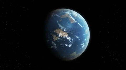 Alien earth like planet rotation in space, black background, zoom Vídeo Stock 41254718
