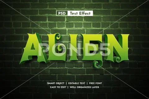 Alien editable text effect PSD Template