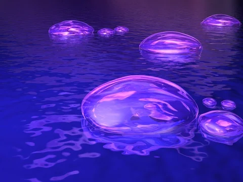 Alien electric blue sea with transparent indigo, / purple  jelly fish Stock Footage