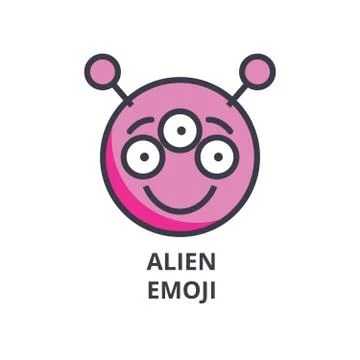 Alien emoji vector line icon, sign, illustration on background, editable strokes Stock Illustration
