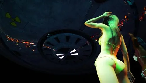 Alien encounter with the human beings Stock Illustration