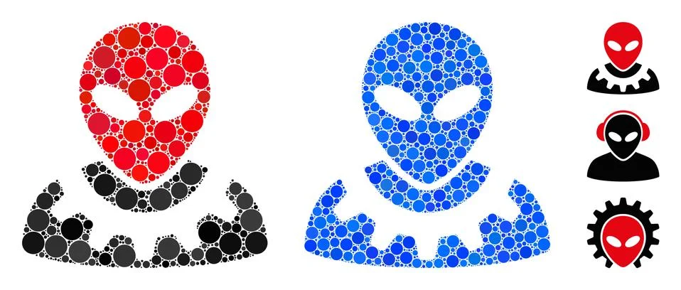 Alien Engineer Composition Icon of Circle Dots Stock Illustration