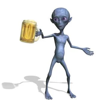 Alien Enjoying a Mug of Beer Stock-Illustration