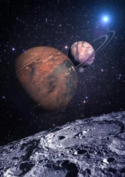 Alien Exo Planet. Elements of this image furnished by NASA Illustrazione stock