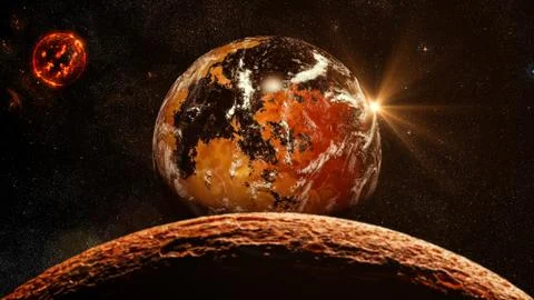 Alien Exo Planet. Elements of this image furnished by NASA Illustrazione stock