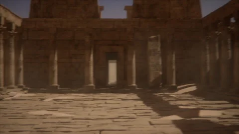 Alien expedition to explore the secrets of a pharaonic temple amidst sands Stock-Footage 291638946