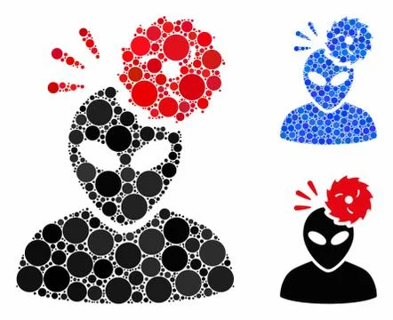 Alien exploration Mosaic Icon of Spheric Items Stock Illustration