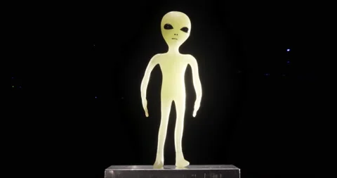 Alien Extra Terrestrial life-form classic Roswell little green man / 2 shots Video stock 137972129