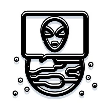 Alien extraterrestrial communicating through a cosmic network sending signal Stock Illustration