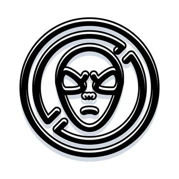 Alien extraterrestrial visitor head sci fi icon Stock Illustration