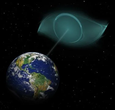 Alien eye looking on earth planet Illustrazione stock