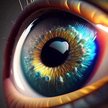 Alien eye, macro illustration, high detail. Beautiful detail eye for art desi Stock Illustration