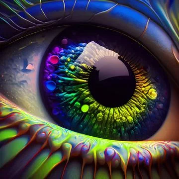 Alien eye, macro illustration, high detail. Beautiful detail eye for art desi Stock Illustration