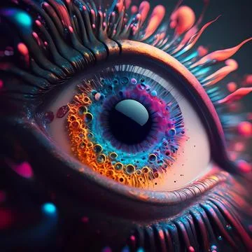 Alien eye, macro illustration, high detail. Beautiful detail eye for art desi Stock Illustration