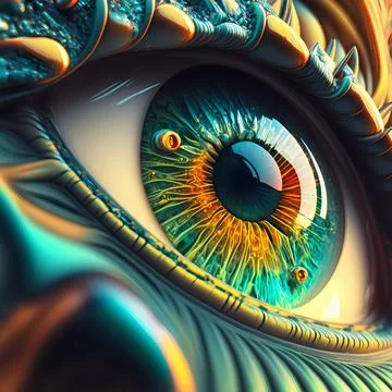 Alien eye, macro illustration, high detail. Beautiful detail eye for art desi Stock Illustration