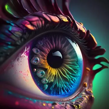 Alien eye, macro illustration, high detail. Beautiful detail eye for art desi Stock Illustration