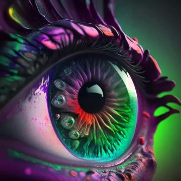 Alien eye, macro illustration, high detail. Beautiful detail eye for art desi Stock Illustration