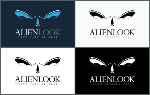 Alien eyes look logo set template design Stock Illustration