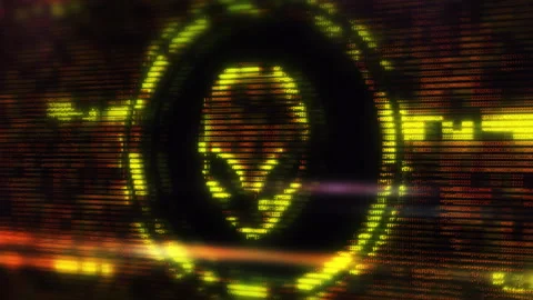Alien face emerging from binary code on computer screen 動画素材 308432184