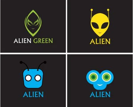 Alien face icon vector logo and symbols template app Stock Illustration