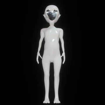 Alien with face mask posing in the dark Stock Illustration