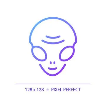 Alien face pixel perfect gradient linear vector icon Stock Illustration