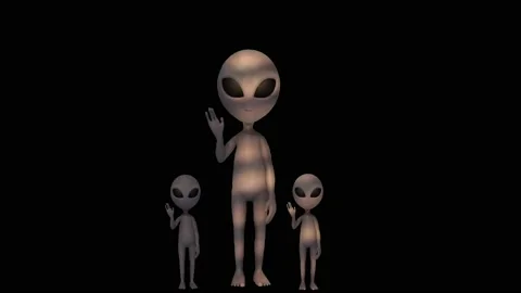 Alien Family Say Bye Loop Animation Footage Isolated on Black Background. Stock Footage 142699956