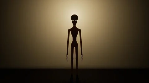 Alien figure silhouette in spotlight. 3d rendering 库存影片 340354002