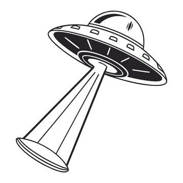 Alien Flying Saucer Flat Vector Icon Stock Illustration