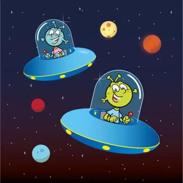 Alien Flying Saucers Stock Illustration