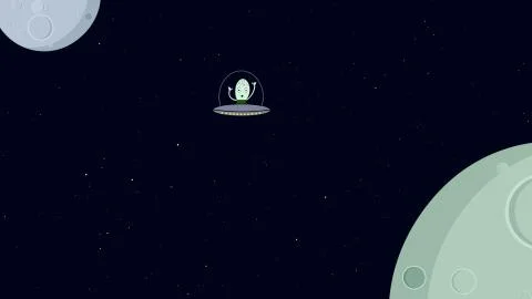 Alien flying in space ship Stock Illustration