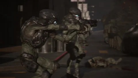 Alien forces attack in a future war against humanity Stock-Footage 288946563