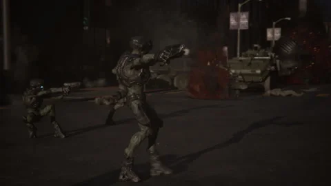 Alien forces kill mercilessly in city attack Stock Footage 288946922