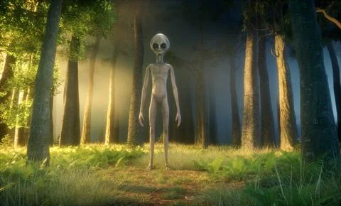 Alien in forest. Stock Illustration