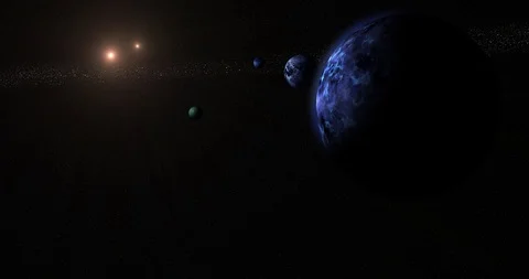 Alien giant planet with moon and turbulent atmosphere Stock Footage 88400668