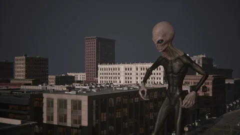 The alien giant walks in slow motion and searches for humans Stock Footage 286797030