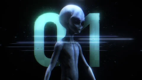 Alien Glitch Countdown Number 01 Stock Footage 293486778