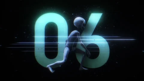 Alien Glitch Countdown Number 06 Stock-Footage 293487243