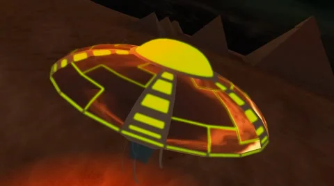 Alien Glowing CGI UFO Floats Near to the Great Pyramid Stock-Footage 65206310