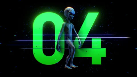 Alien Green Countdown Number 04 Stock Footage 293485455