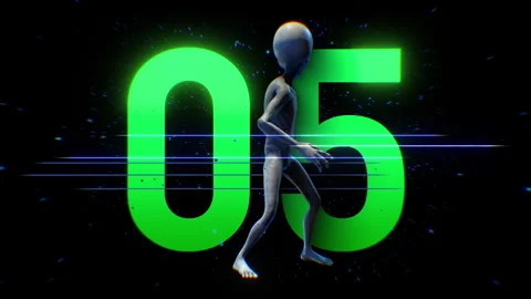 Alien Green Countdown Number 05 Stock Footage 293485456