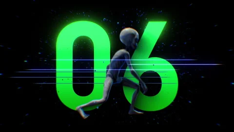 Alien Green Countdown Number 06 Stock-Footage 293485646