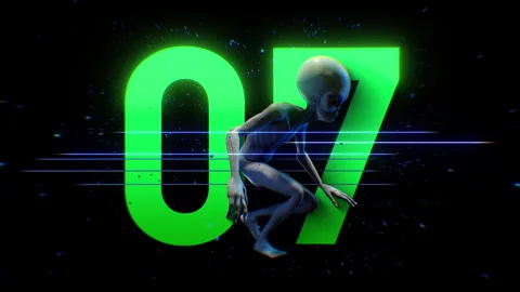 Alien Green Countdown Number 07 Stock Footage 293485655