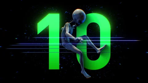 Alien Green Countdown Number 10 Stock Footage 293485656