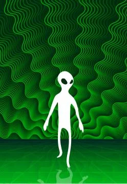 Alien green world with distant horizon and sky Stock Illustration