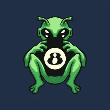 Alien gren hug 8 ball pool design cartoon character graphic resource streetwe Illustrazione stock