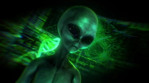 Alien Grey and holographic data Stock Footage 241018561