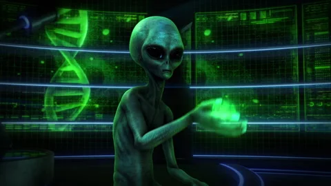 Alien Grey playing with energy Stock Footage 241019153